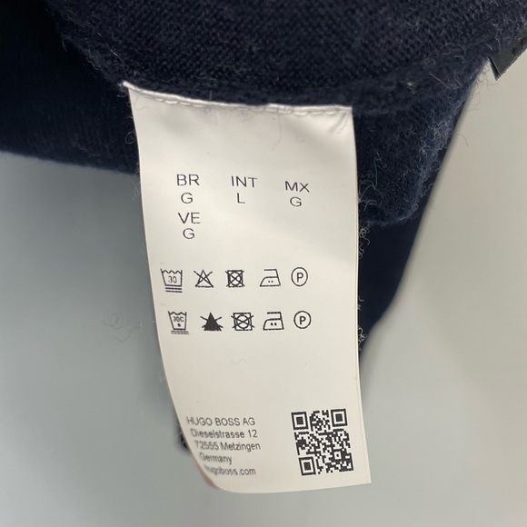 Hugo Boss Men’s Botto Crewneck Virgin Wool Pullover Sweater Navy Blue Italian L - Picture 9 of 12